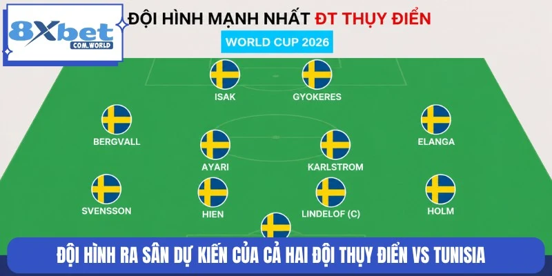 Lực lượng ra sân dự kiến cả hai đội Thụy Điển vs Tunisia